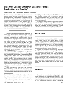 Blue Oak Canopy Effect On Seasonal Forage Production and Quality 1