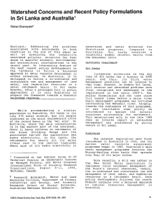 Watershed Concerns and Recent Policy Formulations in Sri Lanka and Australia1