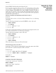 Appendix A—Field Data Recorder