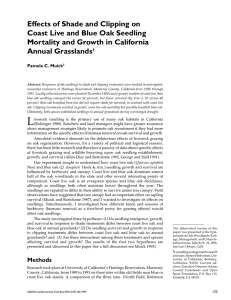 Effects of Shade and Clipping on Mortality and Growth in California