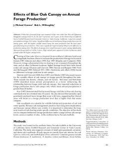 Effects of Blue Oak Canopy on Annual Forage Production J. Michael Connor