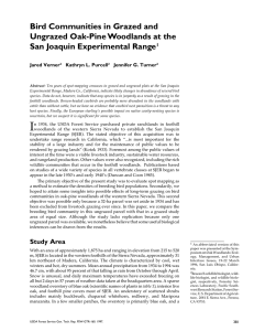 Bird Communities in Grazed and Ungrazed Oak-Pine Woodlands at the Jared Verner