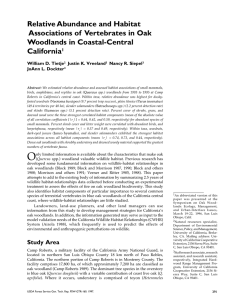 Relative Abundance and Habitat Associations of  Vertebrates in Oak California