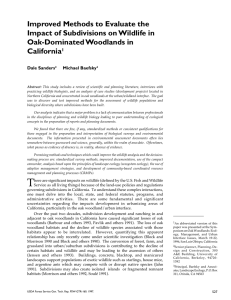 Improved Methods to Evaluate the Impact of Subdivisions on Wildlife in California