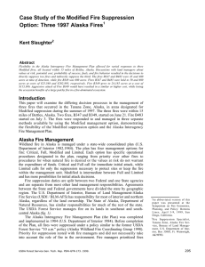 Case Study of the Modified Fire Suppression Kent Slaughter Abstract