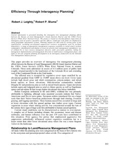 Efficiency Through Interagency Planning Robert J. Leighty, Robert P. Blume Abstract