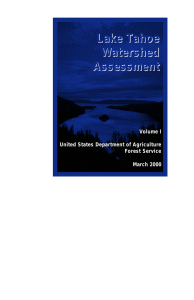 Lake Tahoe Watershed Assessment Volume I