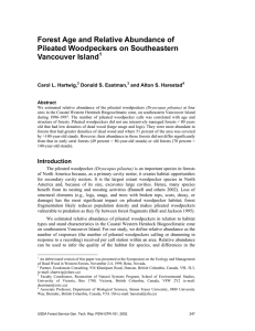 Forest Age and Relative Abundance of Pileated Woodpeckers on Southeastern Vancouver Island