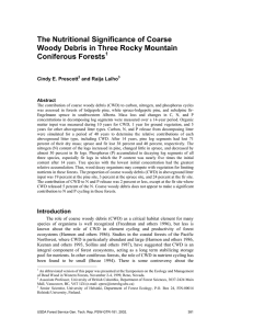 The Nutritional Significance of Coarse Woody Debris in Three Rocky Mountain