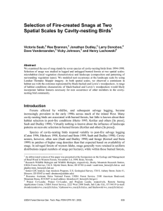 Selection of Fire-created Snags at Two Spatial Scales by Cavity-nesting Birds