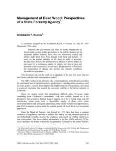 Management of Dead Wood: Perspectives of a State Forestry Agency