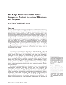 The Kings River Sustainable Forest Ecosystems Project: Inception, Objectives, and Progress Jared Verner