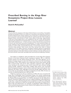 Prescribed Burning in the Kings River Ecosystems Project Area: Lessons Learned