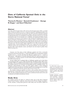 Diets of California Spotted Owls in the Sierra National Forest