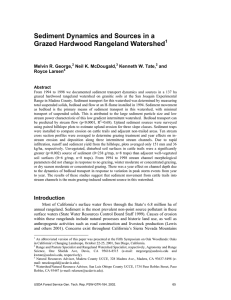 Sediment Dynamics and Sources in a tershed  Melvin R. George,