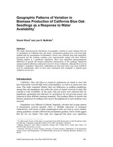 Geographic Patterns of Variation in Biomass Production of California Blue Oak