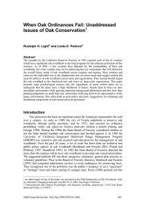 When Oak Ordinances Fail: Unaddressed Issues of Oak Conservation  Rudolph H. Light