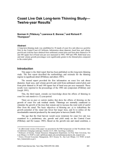 Coast Live Oak Long-term Thinning Study— Twelve-year Results  Norman H. Pillsbury,