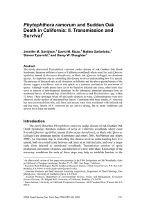 Phytophthora ramorum Death in California: II. Transmission and Survival