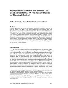 Phytophthora ramorum Death in California: IV. Preliminary Studies on Chemical Control