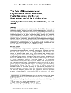 The Role of Nongovernmental Organizations in Fire Education, Fuels Reduction, and Forest