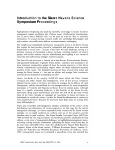 Introduction to the Sierra Nevada Science Symposium Proceedings