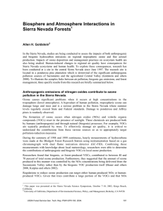 Biosphere and Atmosphere Interactions in Sierra Nevada Forests Allen H. Goldstein 1
