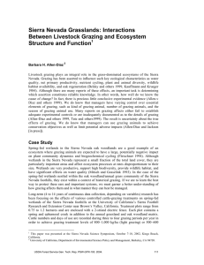 Sierra Nevada Grasslands: Interactions Between Livestock Grazing and Ecosystem Structure and Function 1