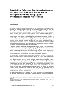 Establishing Reference Conditions for Streams and Measuring Ecological Responses to