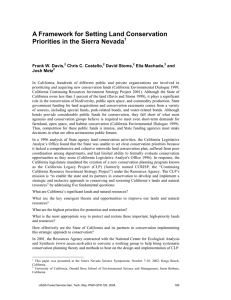 A Framework for Setting Land Conservation Priorities in the Sierra Nevada