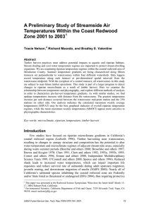 A Preliminary Study of Streamside Air Temperatures Within the Coast Redwood