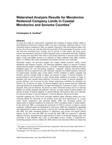 Watershed Analysis Results for Mendocino Redwood Company Lands in Coastal