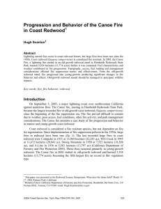 Progression and Behavior of the Canoe Fire in Coast Redwood Hugh Scanlon 1