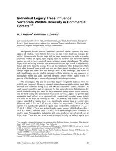 Individual Legacy Trees Influence Vertebrate Wildlife Diversity in Commercial Forests M. J. Mazurek