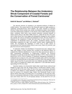 The Relationship Between the Understory Shrub Component of Coastal Forests and
