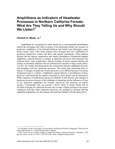 Amphibians as Indicators of Headwater Processes in Northern California Forests: