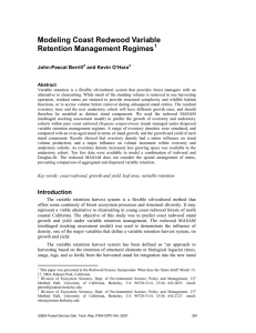 Modeling Coast Redwood Variable Retention Management Regimes John-Pascal Berrill and Kevin O’Hara