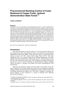 Precommercial Stocking Control of Coast Redwood at Caspar Creek, Jackson James Lindquist