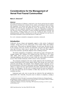 Considerations for the Management of Vernal Pool Faunal Communities  Marie A. Simovich