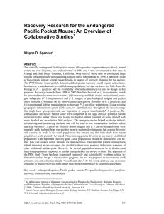 Recovery Research for the Endangered Pacific Pocket Mouse: An Overview of