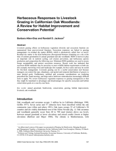 Herbaceous Responses to Livestock Grazing in Californian Oak Woodlands: