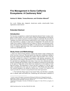 Fire Management in Some California Ecosystems: A Cautionary Note Extended Abstract Introduction