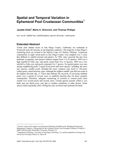 Spatial and Temporal Variation in Ephemeral Pool Crustacean Communities Extended Abstract Janette Holtz