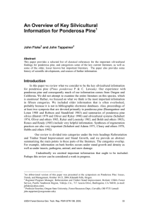 An Overview of Key Silvicultural Information for Ponderosa Pine John Fiske