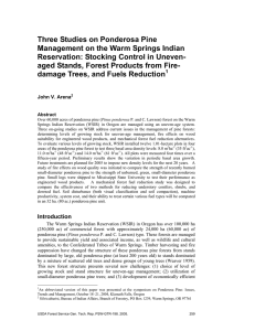 Three Studies on Ponderosa Pine Management on the Warm Springs Indian