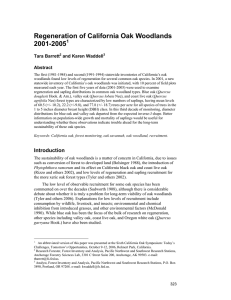 Regeneration of California Oak Woodlands 2001-2005  Tara Barrett