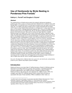 Use of Hardwoods by Birds Nesting in Ponderosa Pine Forests