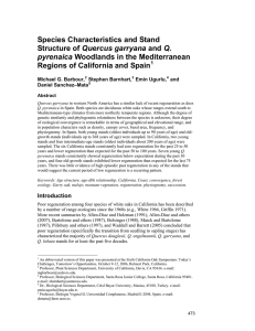 Species Characteristics and Stand Quercus garryana Regions of California and Spain pyrenaica