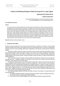 A Study of the Marketing Strategies of Estate Surveying Firms... Academic Journal of Interdisciplinary Studies MCSER Publishing, Rome-Italy Ogedengbe Peter Shakede (Ph.D)