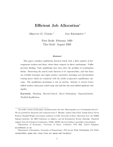 Efficient Job Allocation ∗ Melvyn G. Coles Jan Eeckhout